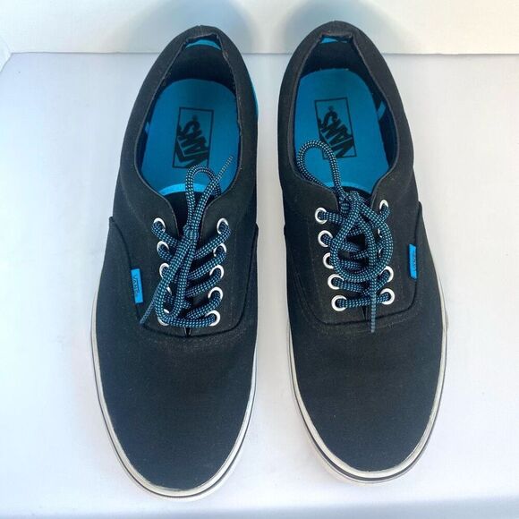 Vans Era Shoe - Black / Hawaiian Ocean Blue Skate Shoes Unisex Streetwear - Picture 2 of 11